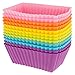 Freshware Silicone Baking Cups [12-Pack] Reusable Cupcake Liners Non-Stick Muffin Cups Cake Molds Cupcake Holder in 6 Rainbow Colors, Rectangle