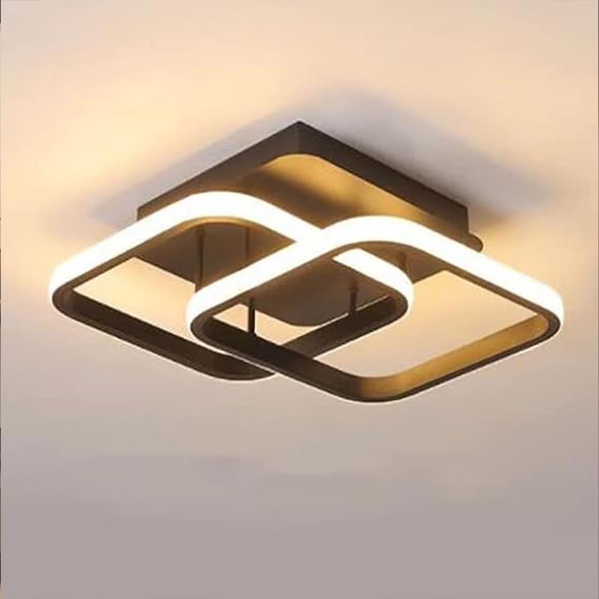 SAH Stylish Plastic LED Ceiling Lamp Dual Ring Sqaure Contemporary Design, Surface Mount 3 Step Color Changing Perfect for Living Room, Dining Area, Bedroom and Home Decoration-image-36
