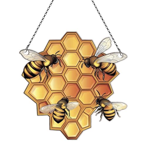 Image of Bee Hive Acrylic Ornament Gift for Bee Lovers Christmas Window Decor
