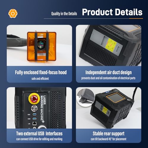 Image of SFX 60W Fiber Laser Engraver for Metal Handheld Fiber Marker, Portable Laser Marking & Engraving Machine for Metal 150x150mm Working Area, Industrial Class 1 Engraver (0.39mW Output)