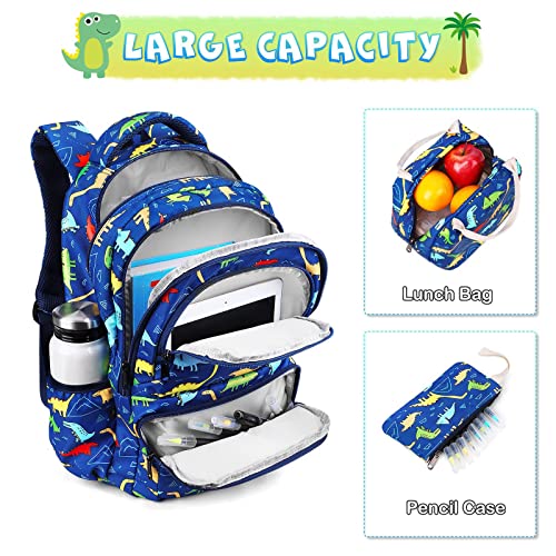 Samit Backpack For Girls And Boys With Lunch Box Kids Backpack School Backapack For Kindergarten Elementary(Blue Dinosaur Bag Set) #TOP1