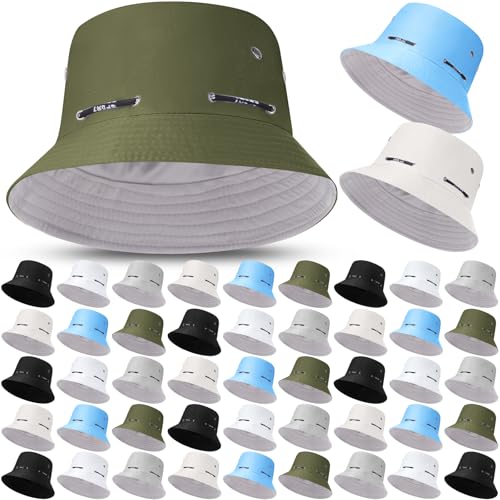 Image of Didaey 48 Pcs Bucket Hat Bulk for Women Men Fisherman Adjustable Summer Hat UV Protection for Outdoor Fishing Hiking Beach