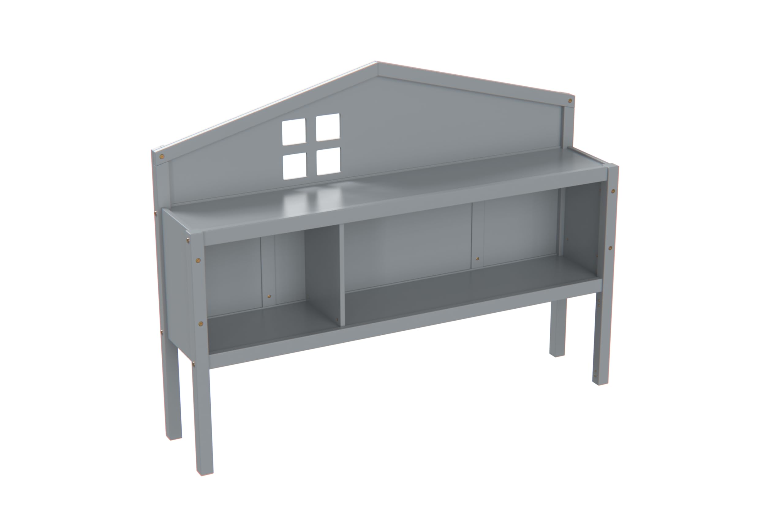 VeroFree Grey Headboard Storage Cabinet for Full-Size Montessori Floor Bed – Freely Collage, Space-Saving Kids Bedroom with Shelves (1 Shelves)