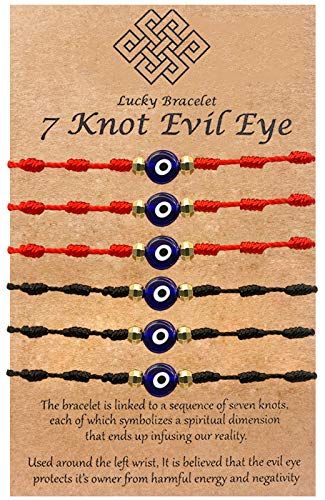 7 knot lucky evil eye bracelet for women adjustable red string am…