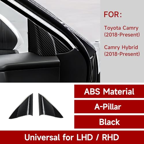 Image of 2PCS Interior Front Window A Pillar Post Cover Trim Carbon Color ABS Decal Sticker fits for Toyota Camry 2018 2019 2020 2021 2022 2023 2024 2025 2026 Accessories
