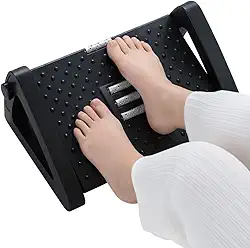 Apoio para Pés Ergonômico, 6 Alturas Ajustáveis, com Rolos Massageadores, Melhore sua Postura e Circulação