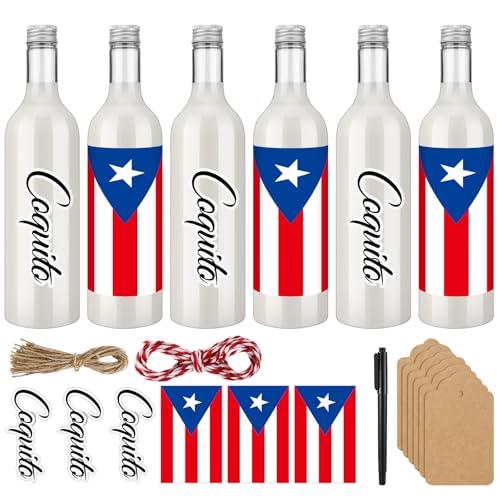 Potchen 12 Set 25 oz Christmas Coquito Plastic Wine Bottles for Homemade