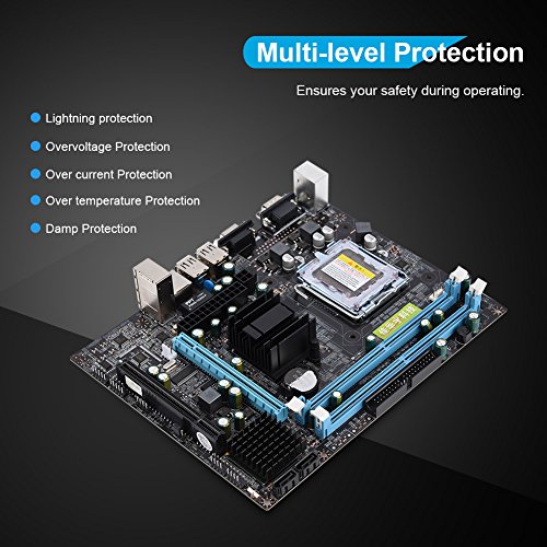 Cuifati Scheda Madre Dual Core per Computer Desktop, Scheda Madre Plug And Play a dissipazione di Calore Veloce Scheda Madre DDR2 USB 2.0 da 800 MHz per Intel LGA 775
