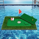 ULTIMATE Floating Golf Green for Pool, Floating Chipping Green Mat w/Hitting Mat, Golf Balls, Flag and Tee for Golf Practice, Golf Putting Mat for Golf Game (Rectangular, 35.5' x 23.5')