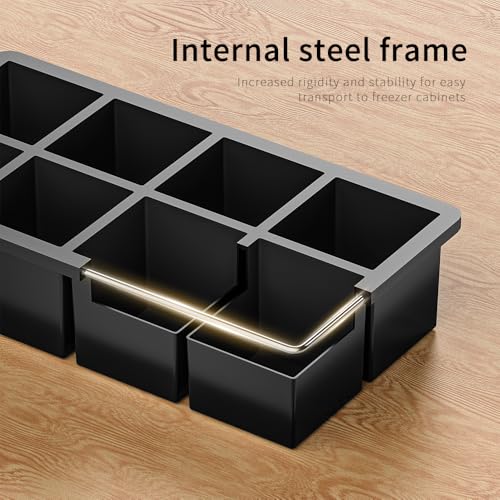 Image of Large Ice Cube Molds 1Pack, HANCELANT Big Square Ice Cube Mold for Cocktail, 2Inch Huge Silicone Ice Cube Tray for Whisky, Stackable, Easy Release