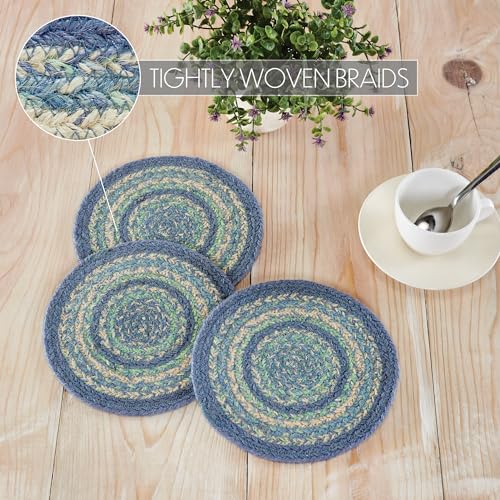 Vhc Brands 83498 Jolie Jute Trivet 3 Piece Set Farmhouse Table Decor Country Kitchen Dining Room Coffee Table- 8 Inch Round thumb #2