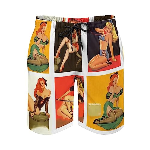 Pinup Girls Mens Swim Trunks Quick Dry Beach Shorts Casual Sports Board Shorts Swimwear with Pocket2