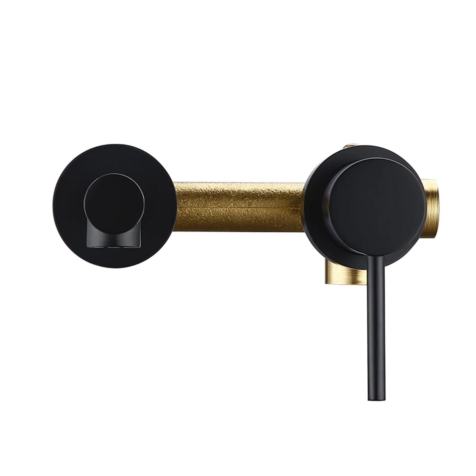 Robinet de lavabo encastré noir mat cascade double trou en laiton