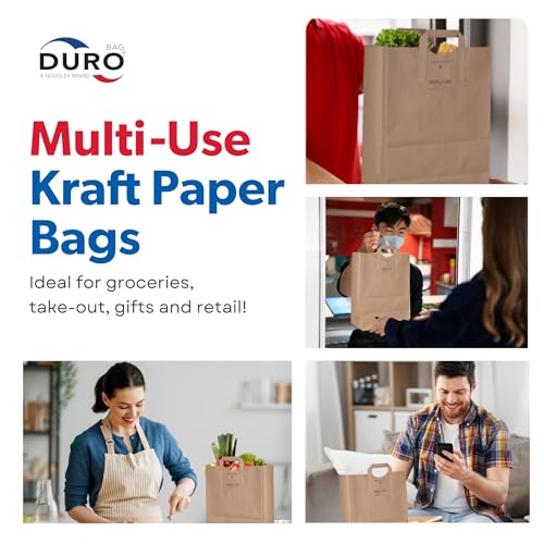 Duro 5775 70 Lb Brown Paper Bags With Handles 50 Count-1/6 Dubl Life Paper Sacks Kraft Bags, Large Grocery Bags thumb #4
