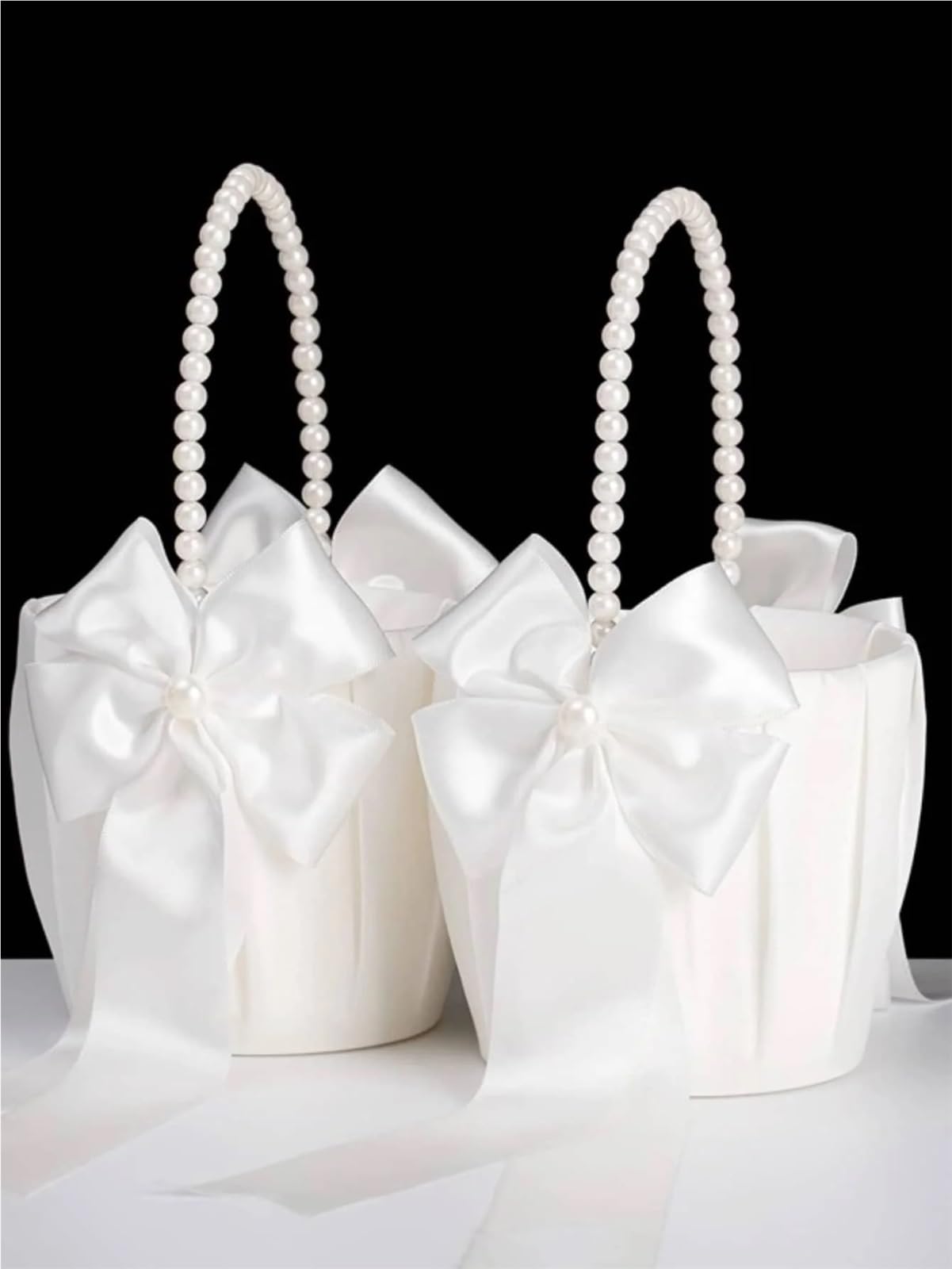 Hochzeitsblumenkörbe, Blumenkorb mit Perlengriff, Größe S, Kunststoff, Hochzeit