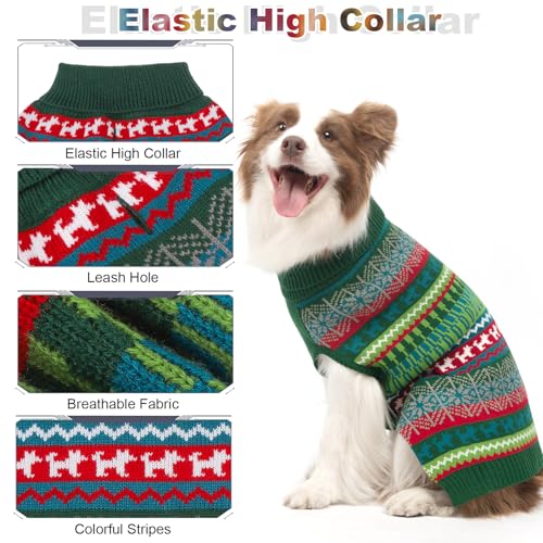 Image of Mihachi Dog Sweater - Winter Coat Apparel Clothes with Colorful Stripes for Cold Weather