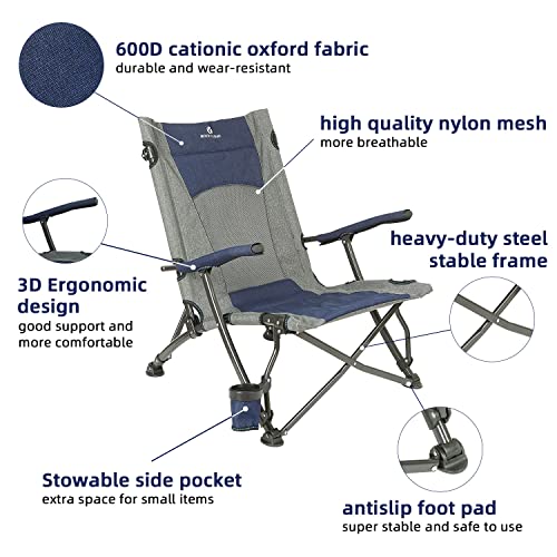 Rock Cloud Portable Folding Camping Chair Low Beach Chairs For Camp Lawn Hiking Sports Hunting, Navy #TOP2