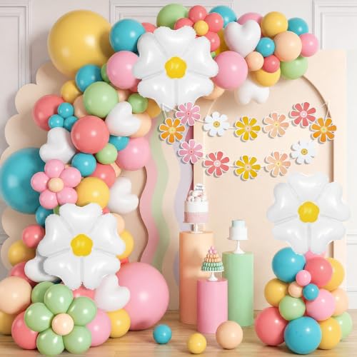 Image of Ouddy Life 161pcs Daisy Baby in Bloom Balloon Arch Kit, Groovy Party Decor