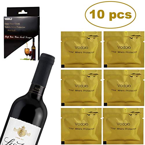 Vodolo (Set of 10) Wine Bottle Stopper - Wine Protector Air Vacuum Stoppers Beverage Bottle Stoppers Reusable Wine Bottle Sealers Food Grade Latex & Air-Tight Grip To Keep Wine Fresh, Black