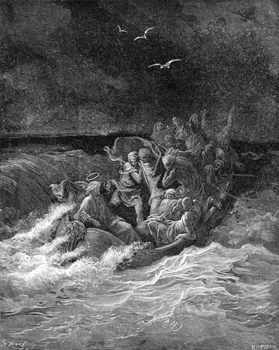 Affiche Jésus apaise la tempête Gustave Doré pour décoration de bureau élégante