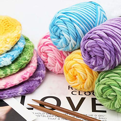 Image of Deep Coffee Soft Cotton Crochet Yarn - 1kg /2.2lb Rainbow Gradient DIY Knitting Yarn - Super Soft Warm for Sweater, Bag, Hat, Scarf