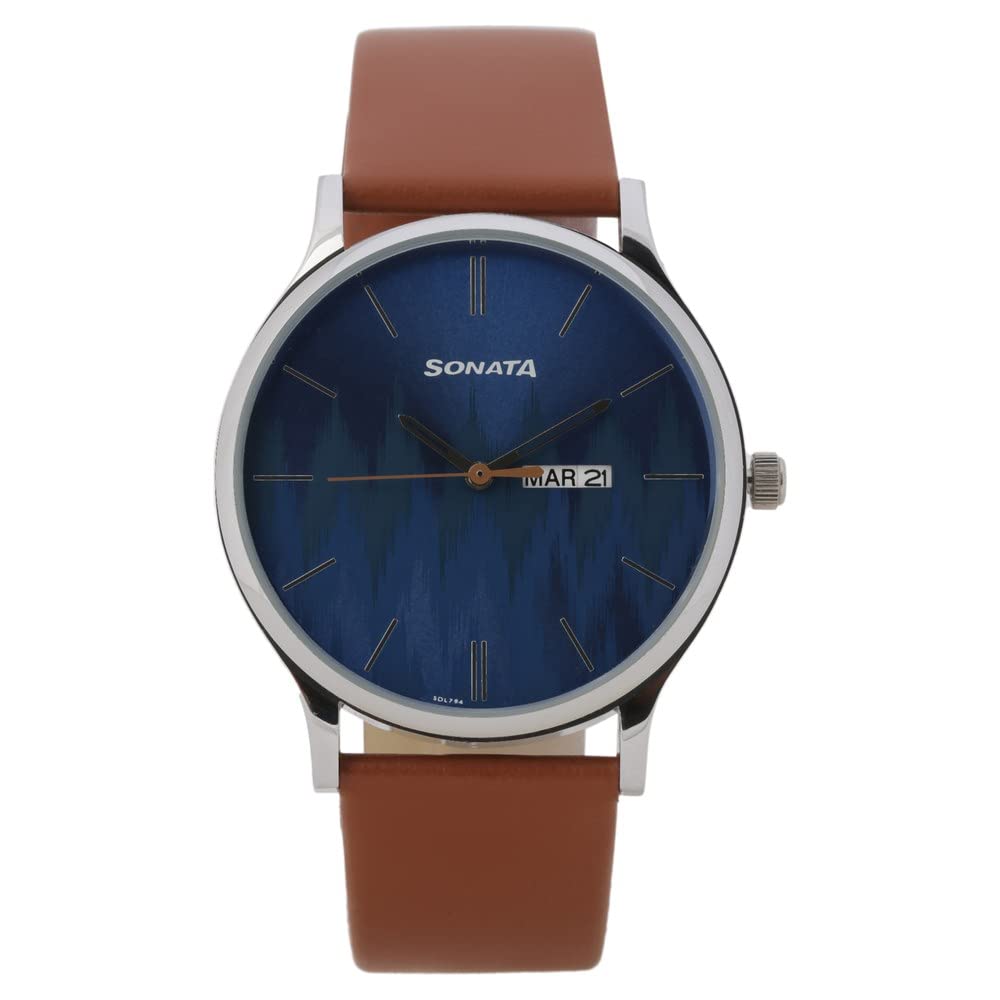 Sonata Knot Blue Dial Leather Strap Watch for Men-NR77105SL05 (B0BS3M4XM3) Amazon Price History, Amazon Price Tracker