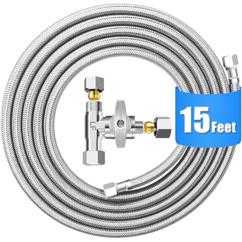 Refrigerator Water Line Kit - 15FT with Tee Stop Valve for Fridge Ice Maker