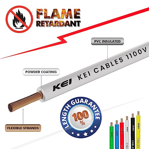 Image of KEI WIRES & CABLES Homecab 2.5 sqmm 1 Core Copper Flame Retardant House Wire PVC Insulated Cable for Domestic & Industrial Electrical Wiring (White, 90 Meters)