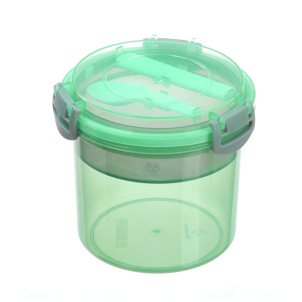 B BELLAWARE Dessert Cups, Reusable Yogurt Container Parfait Cups with Locking Lids and Spoons, Plastic Airtight Snack Oatmeal Cereal Storage Container (20OZ, Green)