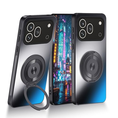 Coque Honor 600 Pro rigide mate antichoc noire avec anneau aimant