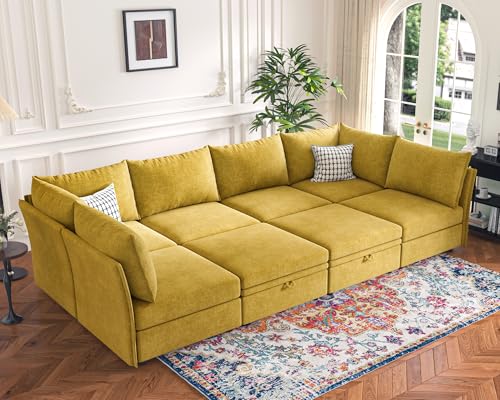ABCASA 136.4" Oversized Modular Sectional Sleeper Sofa Bed, U Shaped