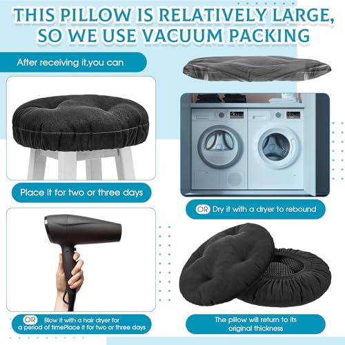 Image of Marsui 2 Pieces Bar Stool Cover Non Slip Padded Cushion, 13 Inch, Black
