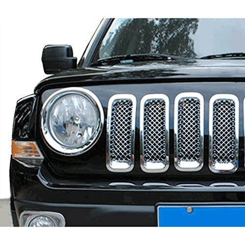 Sqqp Front Grille Grill Mesh Insert Decoration Trim Cover Compatible With 2011-2016 Jeep Patriot, Abs Chrome 7Pcs #TOP4