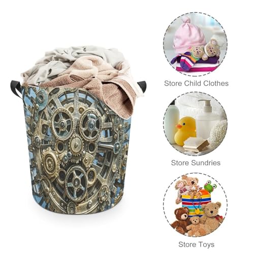 Panier à linge imperméable grand modèle au design engrenages steampunk exclusif