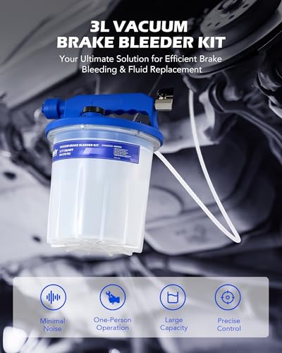 Orion Motor Tech 3L Vacuum Brake Bleeder Kit, Pneumatic Brake Fluid Bleeder Kit with 3.2 qt Brake Fluid Extractor 1L Refilling Bottle 20 Adapters, One Person Brake Bleed Fluid Pump Brake Bleeding Tool
