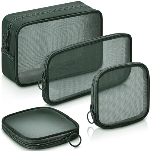 Weewooday 4 Pcs Mesh Makeup Bag Mesh Cosmetic Bag Travel Toiletry...