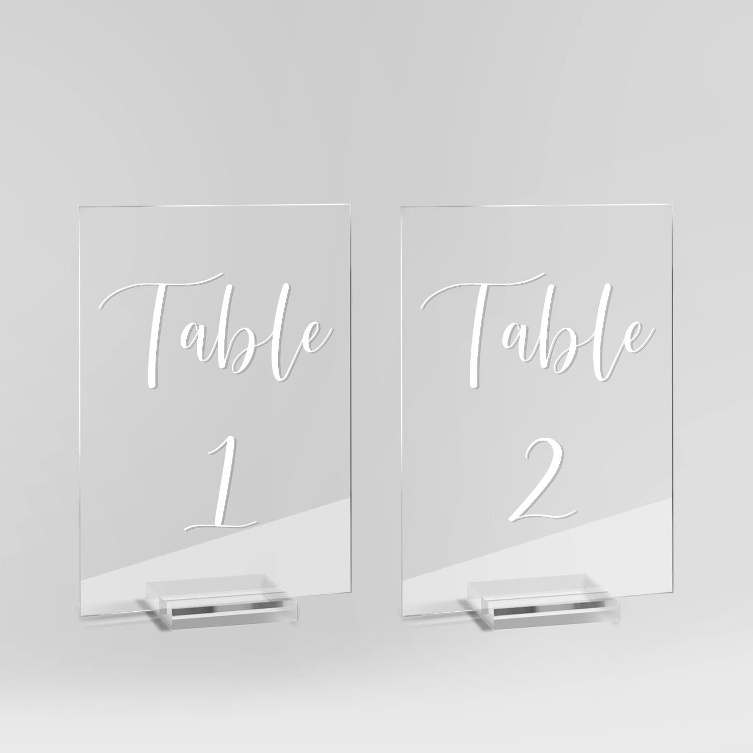 Buy 1 get 1 UNIQOOO Acrylic Wedding Table Number with Stand | 4x6 inch 1-20 Printed Calligraphy, Sign and Holder