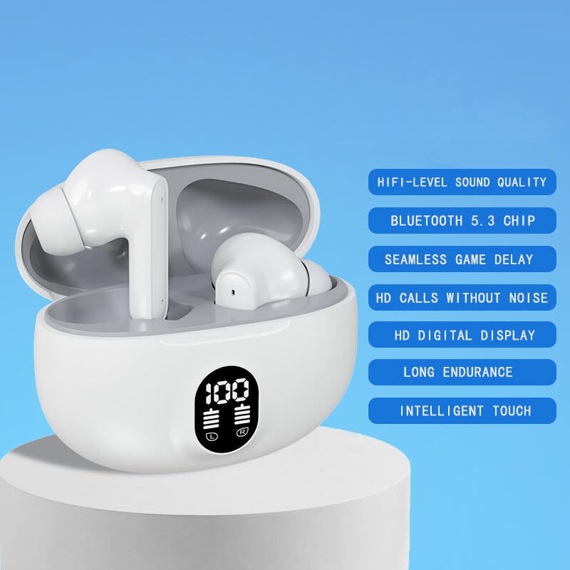 Image of Earbuds for One-Plus Nord CE 2 Lite Earbuds Original Like True Wireless Bluetooth in-Ear Headphones Earphones TWS with Mic, Touch Controls, Deep Bass, Sports (30 Hours Case, YB1)