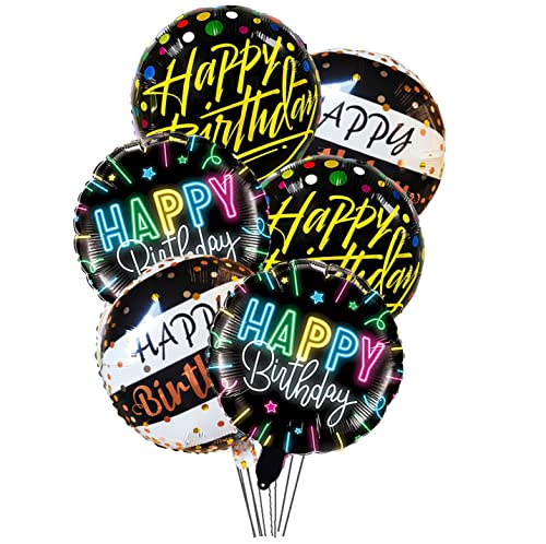 Image of Happy Birthday Round Butterfly Foil Balloons (Pink ) -Pack of 6