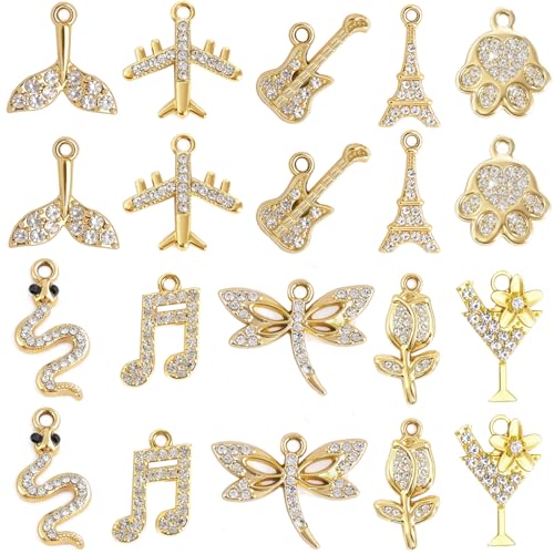 Image of stino Rhinestone Charms for Jewelry Making, Metal Pendants for Necklace Bracelet Earrings