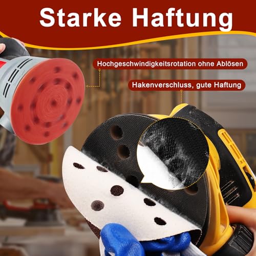 Huopueit 50 Stück Schleifpapier 150mm Klett 60 Körnung 15 Loch Schleifscheiben für Rund Exzenterschleifer für Holz Metall und Farbe