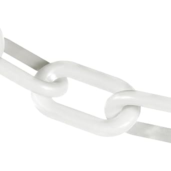 Mr. Chain Plastic Barrier Chain, White, 25 ft Length 40001-25