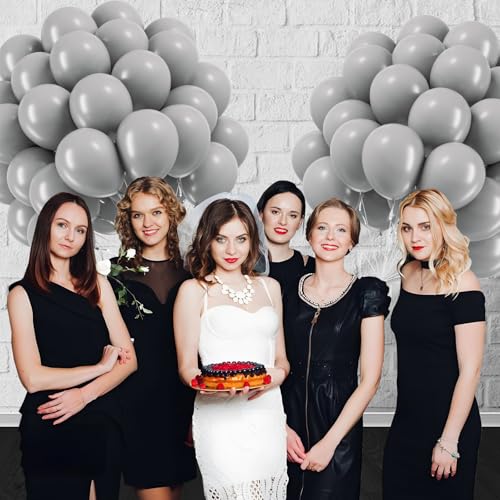 Image of Gray Balloons 12 inch, Grey Latex 50pcs Party Balloons