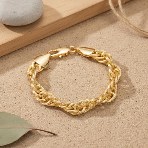 Bracelet 14K Gold Bracelets for Women Men Twisted Rope Chain Bracelet for Women Stackable Bracelets Gifts for Men Women 6.5, 7, 7.5, 8, 8.5in4