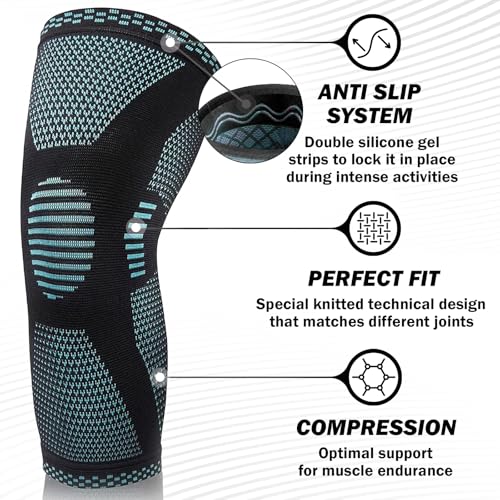 Image of POWERLIX Knee Compression Support Sleeve - Best Knee Brace for Men & Women | Best Knee Brace for Men & Women, support for Running, Basketball, Weightlifting, Gym, Workout, Sports