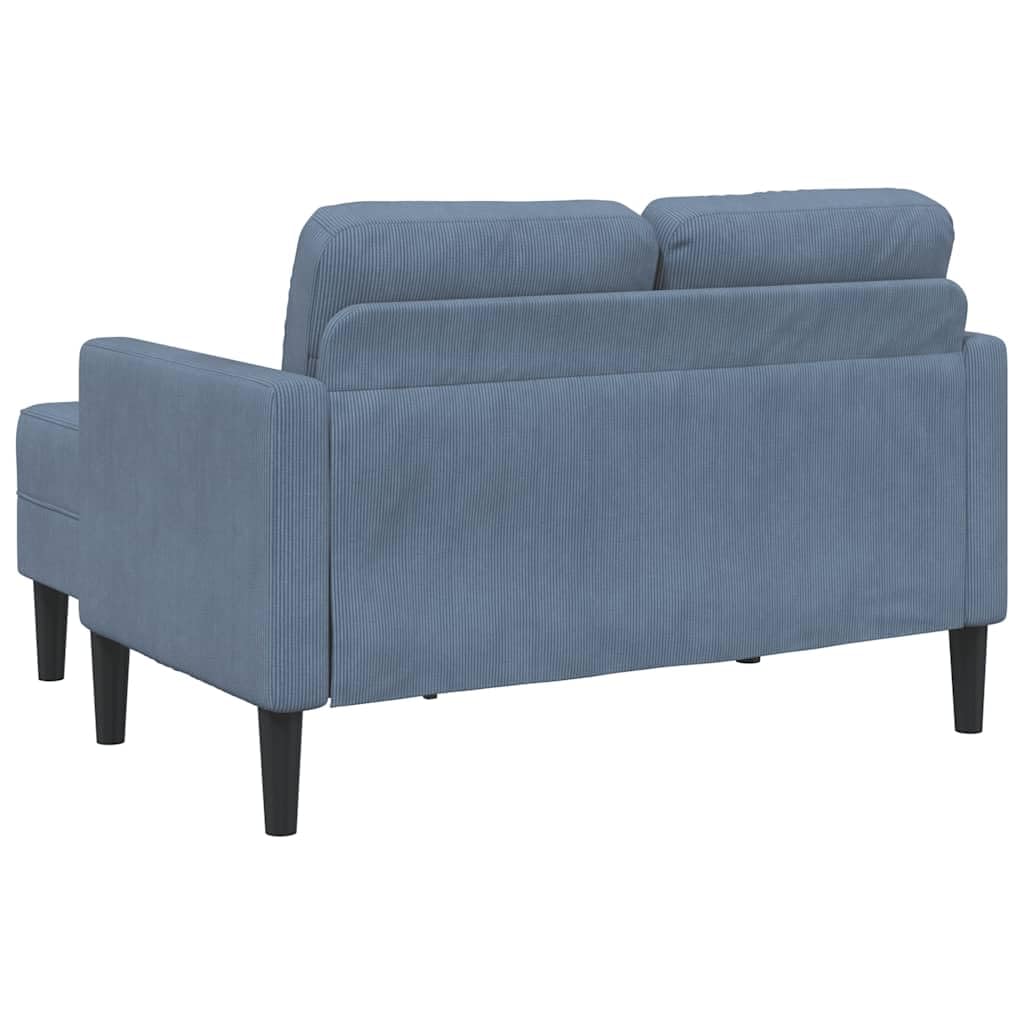 Genérico Sofá de 2 plazas con Chaise Longue Forma de L Azul 125 cm Lino,Mobiliario,Sofás,Azul,4107079