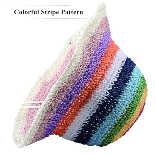 Guyibet Straw Bucket Hat Women Sun Cap Crochet Mesh Woven Wide Brim Floppy thumb #1