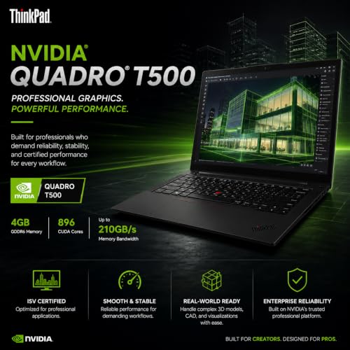 Image of Lenovo ThinkPad P14s Mobile Workstation Laptop, 14 inch FHD IPS Anti-Glare Display, Intel Core i5-1135G7, 40GB RAM | 1TB SSD, NVIDIA Quadro T500 Graphics, Backlit Keyboard, Fingerprint, Windows 11 Pro