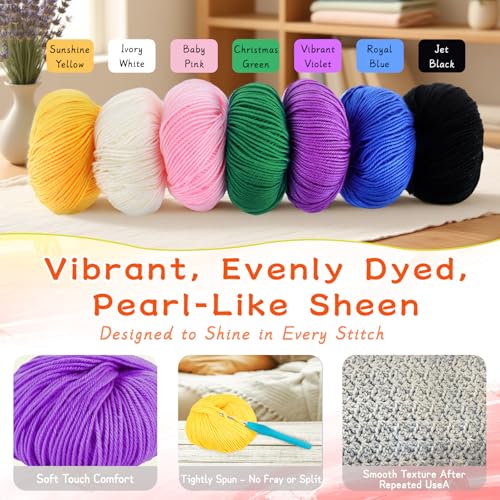 Acrylic Yarn for Crocheting - 6 Pack of 50g/1.76oz - Soft DK Weight Yarn (CYC #3), No-Splitting, Tightly Spun Acrylic for Smooth & Durable Crocheting – Toys, Scarves & Crafts(Purple)