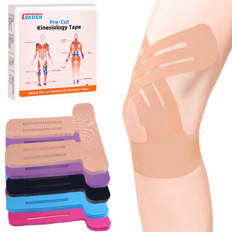 Precut Kinesiology Tape for Knees, Upgraded, 10 Pcs, Beige